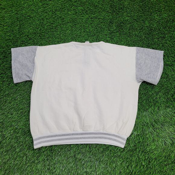 Vintage 90s MOD Sweatshirt Womens XL 23x23 Boxy White Gray - Picture 2 of 10